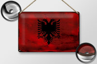 Blechschild Flagge Albanien 30x20cm Flag Albania Rost