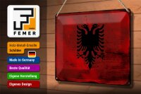 Blechschild Flagge Albanien 30x20cm Flag Albania Rost
