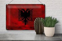 Blechschild Flagge Albanien 30x20cm Flag Albania Rost