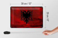 Blechschild Flagge Albanien 30x20cm Flag Albania Rost