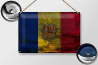 Blechschild Flagge Andorra 30x20cm Flag of Andora Rost
