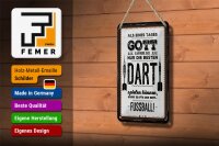 Blechschild Spruch 12x18cm Als Gott klar wurde Dart Fußball Dekoration