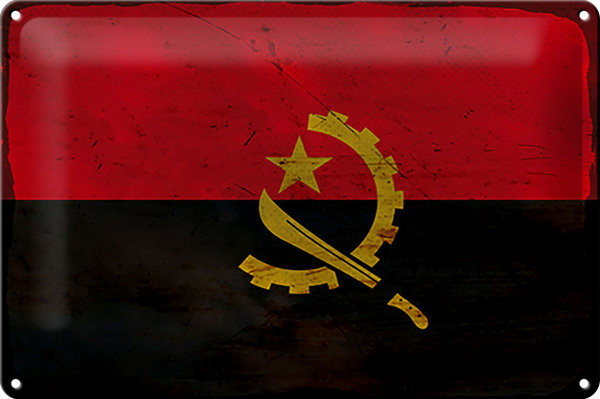 Blechschild Flagge Angolas 30x20cm Flag of Angola Rost