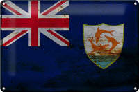 Blechschild Flagge Anguillas 30x20cm Flag of Anguilla Rost