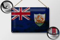 Blechschild Flagge Anguillas 30x20cm Flag of Anguilla Rost