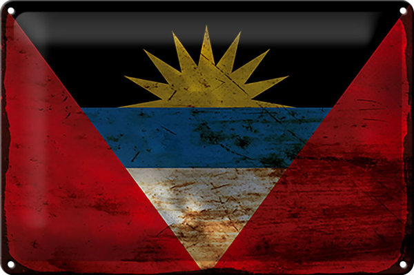 Blechschild Flagge Antigua und Barbuda 30x20cm Flag Rost