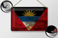 Blechschild Flagge Antigua und Barbuda 30x20cm Flag Rost