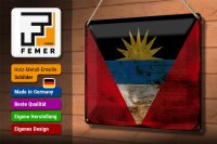 Blechschild Flagge Antigua und Barbuda 30x20cm Flag Rost
