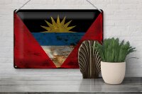 Blechschild Flagge Antigua und Barbuda 30x20cm Flag Rost