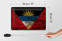 Blechschild Flagge Antigua und Barbuda 30x20cm Flag Rost