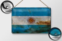 Blechschild Flagge Argentinien 30x20cm Flag Argentina Rost