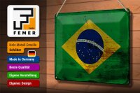 Blechschild Flagge Brasilien 30x20cm Flag of Brazil Rost