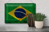 Blechschild Flagge Brasilien 30x20cm Flag of Brazil Rost