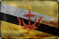 Blechschild Flagge Bruneis 30x20cm Flag of Brunei Rost