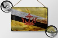 Blechschild Flagge Bruneis 30x20cm Flag of Brunei Rost