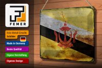Blechschild Flagge Bruneis 30x20cm Flag of Brunei Rost