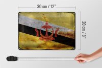 Blechschild Flagge Bruneis 30x20cm Flag of Brunei Rost