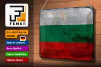 Blechschild Flagge Bulgariens 30x20cm Flag Bulgaria Rost