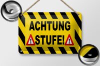 Blechschild Hinweis 18x12cm Achtung Stufe Ausrufezeichen...