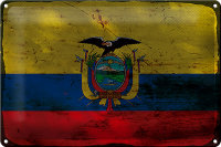 Blechschild Flagge Ecuadors 30x20cm Flag of Ecuador Rost