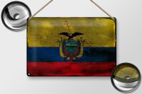 Blechschild Flagge Ecuadors 30x20cm Flag of Ecuador Rost