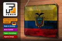 Blechschild Flagge Ecuadors 30x20cm Flag of Ecuador Rost