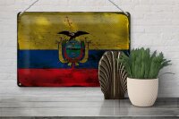 Blechschild Flagge Ecuadors 30x20cm Flag of Ecuador Rost