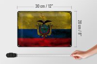 Blechschild Flagge Ecuadors 30x20cm Flag of Ecuador Rost