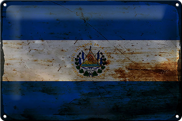 Blechschild Flagge El Salvadors 30x20cm El Salvador Rost