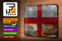 Blechschild Flagge England 30x20cm Flag of England Rost