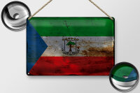 Blechschild Flagge Äquatorialguinea 30x20cm Flag Rost