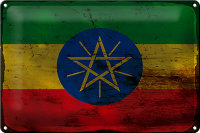 Blechschild Flagge Äthiopien 30x20cm Flag Ethiopia Rost