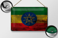 Blechschild Flagge Äthiopien 30x20cm Flag Ethiopia Rost