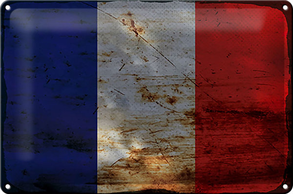 Blechschild Flagge Frankreich 30x20cm Flag of France Rost