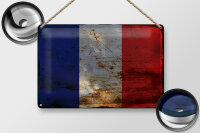 Blechschild Flagge Frankreich 30x20cm Flag of France Rost