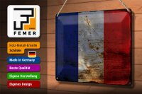 Blechschild Flagge Frankreich 30x20cm Flag of France Rost