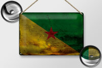 Blechschild Flagge Französisch-Guayana 30x20cm Flag Rost