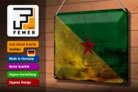 Blechschild Flagge Französisch-Guayana 30x20cm Flag Rost