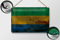 Blechschild Flagge Gabun 30x20cm Flag of Gabon Rost