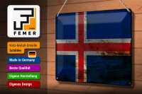 Blechschild Flagge Island 30x20cm Flag of Iceland Rost