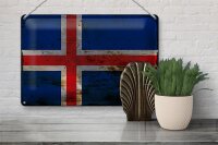 Blechschild Flagge Island 30x20cm Flag of Iceland Rost