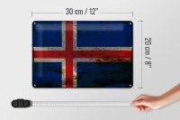 Blechschild Flagge Island 30x20cm Flag of Iceland Rost