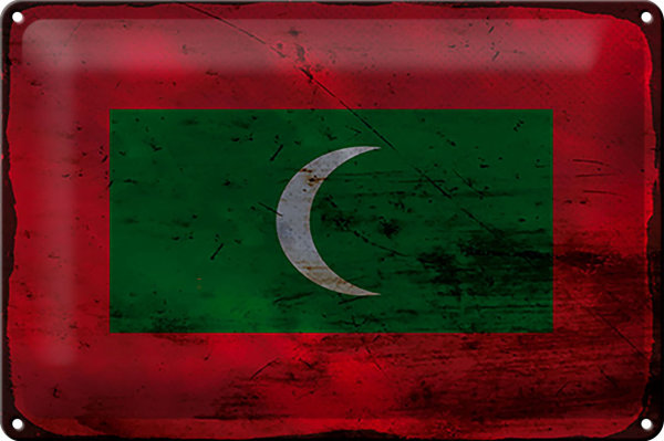 Blechschild Flagge Malediven 30x20cm Flag Maldives Rost