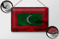 Blechschild Flagge Malediven 30x20cm Flag Maldives Rost