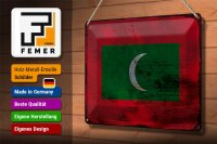 Blechschild Flagge Malediven 30x20cm Flag Maldives Rost