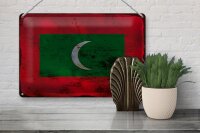 Blechschild Flagge Malediven 30x20cm Flag Maldives Rost