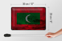 Blechschild Flagge Malediven 30x20cm Flag Maldives Rost