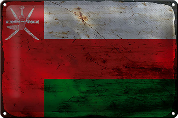 Blechschild Flagge Oman 30x20cm Flag of Oman Rost