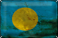 Blechschild Flagge Palau 30x20cm Flag of Palau Rost