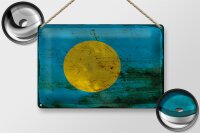 Blechschild Flagge Palau 30x20cm Flag of Palau Rost